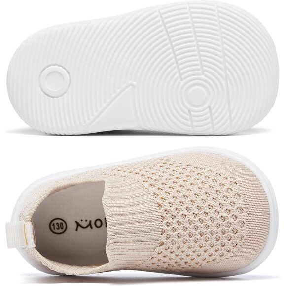 Morendl Boy Girls Cream Non Slip SlipperToddler Infant Walking Baby Sneakers - Picture 4 of 6